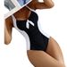 Women’s Classic Black & White One-Piece Swimsuit – Slimming, High-Cut, Strapless, S/M/L/XL/XXL (Black/White & Black/Fuchsia)_ecoleips.com