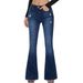 Women's Clothing Slim Denim High Elastic Bell Bottom Pants_ecoleips.com