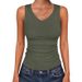 2026 Cross-Border Summer Women's T-Shirt Vest V-Neck Ribbed Slim Fit Basic Sleeveless Knit Fashion Casual Top_ecoleips.com