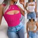 Instagram-style Real Shot Of Spring/summer European And American Sexy Hollow-out Sleeveless Fitted Crop Top Knit Shirt_ecoleips.com