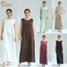 Modest Abaya Dress Women's Solid Color Plus Size Vest Dress Bottom Spring Summer Daily Wear Fashion England Style Polyester_ecoleips.com