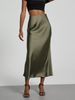 Luxury Satin Midi Skirt - High Shine A-Line Skirt For Women, Elegant Office & Party Pencil Skirt With Premium Drape_ecoleips.com