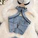 Street Style Hot Girl Denim For Women Summer New Halter Neck Short Top And Skirt Two-Piece Set_ecoleips.com