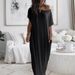 TK Popular Summer New Models, Women's Solid Color Short-sleeved Long Casual Dress_ecoleips.com