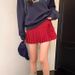 Preppy Style Red Polka Dot Midi Skirt High Waisted Slimming Tie Waist Petite Pleated New Autumn Women's Bottoms_ecoleips.com