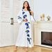 Modest Abaya Dress Women's Floral Print Long Robe Casual Middle Eastern Style Fashionable Versatile Flowing Skirt For All Seasons Polyester_ecoleips.com