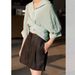 Suitable For All Seasons Old Money Style Cotton Bermuda High Waist Thin Linen A-Line Straight Wide Leg Suit Shorts For Women Summer_ecoleips.com