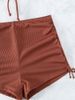 Bikini2026 New European And American High-waisted Suspender Straps Split Swimsuit Women's Summer Flat Corner Sports Beach Bikini_ecoleips.com