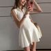 Talenza White Knitted Mini Dress Fashion Lapel Single Breasted Slim Sleeveless A-line Dress Summer Casual Office Women's Dress_ecoleips.com
