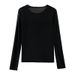 Women's Mesh Patchwork T-Shirt Round Neck Long Sleeve Casual High-End Style For Autumn Winter Inner Or Outer Layer Wear_ecoleips.com