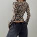 Vintage-Inspired U-Neck Women's T-Shirt - Soft Rayon Blend, Slim Fit, Retro Floral Print, Spring Casual Wear (S-XXL)_ecoleips.com
