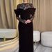 Casual Solid Color Velvet High Waist Guest Dress Fashion O-neck Solid Color Maxi Dress Retro Lace Long Sleeved Women Party Dress_ecoleips.com