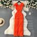 Banquet High End Dress High End Light Luxury Niche Pleated Three Dimensional Ruffled Slim Long Temperament Dress For Women_ecoleips.com
