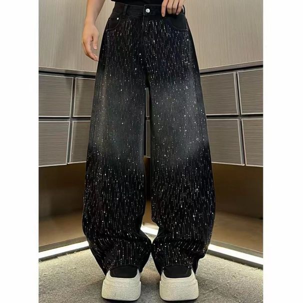 Ombre Rhinestone Jeans – High-Waisted Wide Leg Pants With Gradient Wash (S-2XL, Non-Stretch Cotton)_ecoleips.com
