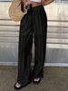 Aria Basics 2025 Cross-Border European And American Women's Summer Solid Color Hollow Embroidered Elastic Waist Trousers_ecoleips.com
