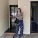 Rose Flower Jeans For Women 2025 Autumn New Korean Style High Waist Slimming Versatile Printed Wide-Leg Casual Pants_ecoleips.com