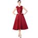 French Retro V-Neck Dress With Oversized Bow & Flared Skirt – Sleeveless High-Waist A-Line Dress (S-2XL)_ecoleips.com