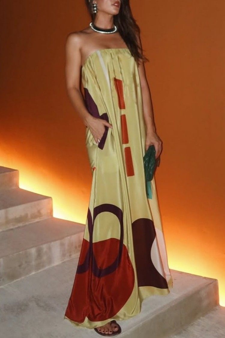Women's Clothing Spring And Summer New Fashion Printed Sleeveless Dress Pocket Holiday Long Dress_ecoleips.com