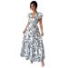 2025 Spring Summer New Printed Ruffle V-neck Sexy Slim Fit Long Dress Gown_ecoleips.com
