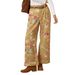 Women's High-Waisted Wide Leg Jeans Retro Rose Print Loose Fitting Casual Trousers Rolled up Cross Border Bestseller_ecoleips.com