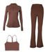 Women’s Flare-Leg Jacket & Y-Back Bra 3-Piece Set – Seamless Gym-to-Street Outfit For Yoga, Running & Lounge_ecoleips.com