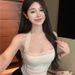 Lace Patchwork Halter Neck Camisole Women, New Summer Style, Suitable Layering, Pure And Sexy, Slim Fit, White Top For_ecoleips.com