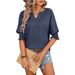 European And American Cross-Border Women's Clothing 2025 Summer New Loose V-Neck Batwing Sleeve Colorful Cotton_ecoleips.com