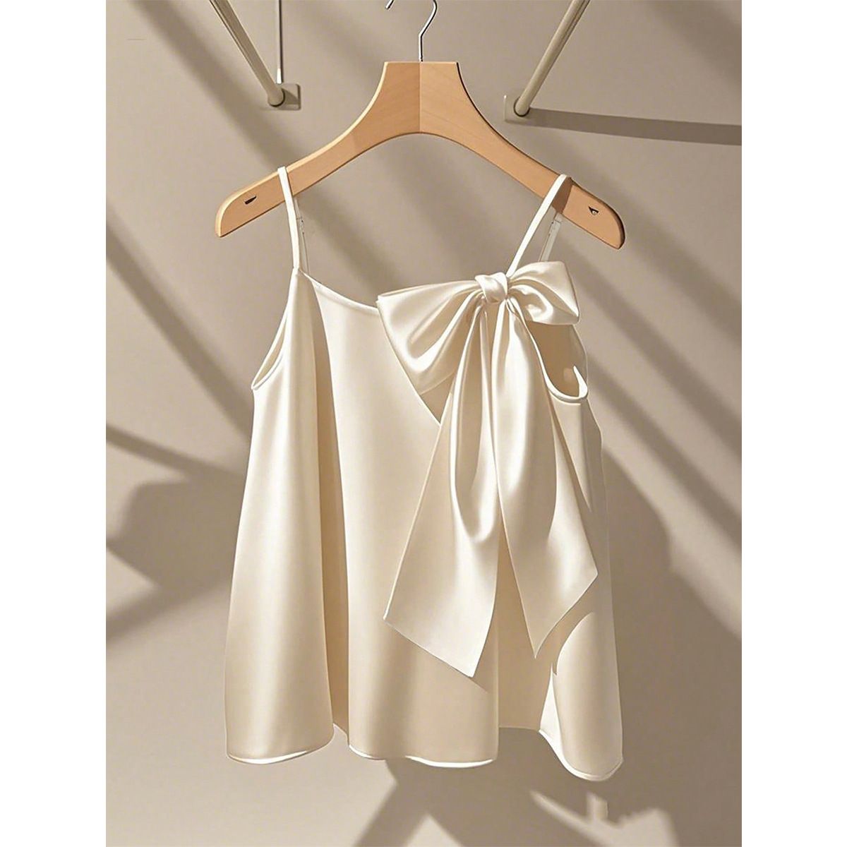 Women's Clothing Plus Size Clothes Large Bow Camisole Drape Vest Backless Faux Silk Gentle Elegant Top Export Style_ecoleips.com