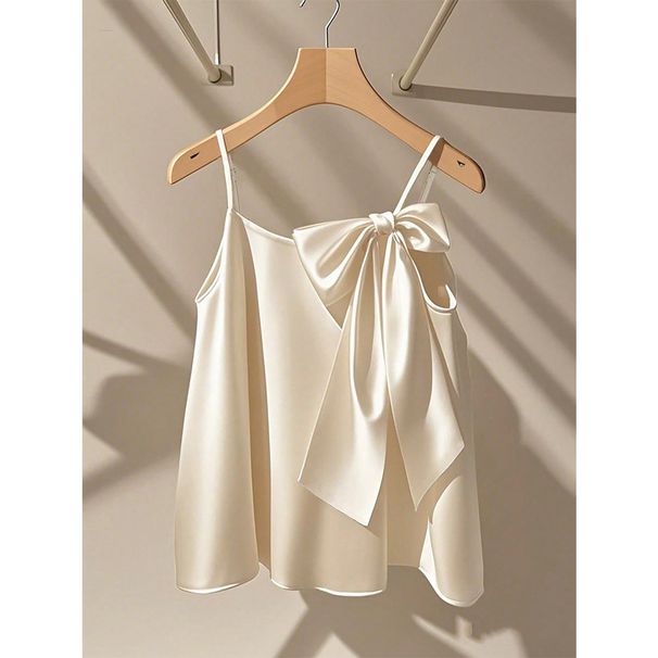 Women's Clothing Plus Size Clothes Large Bow Camisole Drape Vest Backless Faux Silk Gentle Elegant Top Export Style_ecoleips.com
