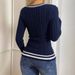 Women's Clothing V-Neck Cable Knit Sweater - Slim Fit Color Block Pullover For Women, Casual College Outfit, Autumn Fashion_ecoleips.com