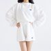 Waffle Sports Sweatshirt For Women 2024 Summer New Fashion Loose Letter Casual Shorts Two-Piece Set_ecoleips.com