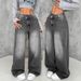 Women's High-Waisted Straight-Leg Jeans – Distressed Washed Denim Pants For Effortless Streetwear Style_ecoleips.com