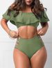 Women's Clothing Plus Size Split Swimsuit Ruffled Shoulder Sexy Tight Solid Color Swimsuit_ecoleips.com