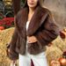 Women's Clothing Luxury Faux Fur Coat – Winter Warm Thickened Jacket With Notched Collar & Pockets_ecoleips.com
