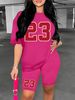 Women's Clothing Solid color all match digital printing two piece short sleeved shorts loose casual spring and summer_ecoleips.com