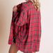 Women's Flannel Shirt With Fringe Detail, Oversized Plaid Long Sleeve Top, Fall Fashion Loose Fit Casual Blouse_ecoleips.com