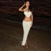 European And American 2025 Spring New Wo's Fashion Sexy Hollow Out Camisole Solid Color Bodycon Skirt Knit Set For_ecoleips.com
