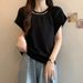 Women's Clothing Fat Mm Summer Design Niche Beaded Bubble Sleeve Top Versatile Slim Short Sleeved T Shirt Bottoming Shirt_ecoleips.com
