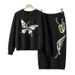 2025 New Autumn Set For Women With Butterfly Embroidery Knitted Top And Skirt Fashion Two-Piece Outfit_ecoleips.com