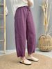 Suitable For All Seasons Pure Linen Casual 2025 Summer New Literary Elastic Waist Pocket Drawstring Balloon Pants For Women 2539_ecoleips.com
