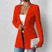 Women's Long Sleeve V Neck One Button Solid Color Suit Jacket European American Fashion Temperament_ecoleips.com