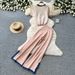 Women's Slim Fit Stripe Knit Cardigan And Wide-Leg Pants Set Lightweight Summer Outfit for Casual And Office Wear Pink Gray Yellow_ecoleips.com