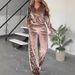 Women's Clothing New Leopard Print Contrast Trousers Long Sleeved Home Clothes Suit_ecoleips.com