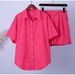 Women's Fashionable Casual Shorts Set European And American Style Spring/Summer Solid Color Sexy Temperament Short Sleeved Top And Bottoms_ecoleips.com