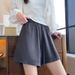K Women's New Thin Sports Wide Leg Shorts For Wearing Outside Casual Cropped Pants_ecoleips.com