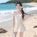 Women's One Piece Swimsuit Solid Color Conservative Flattering Slimming Suitable For Students Hot Springs And Vacations_ecoleips.com