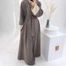 Muslim Dress Women Luxurious Dubai-Inspired Open Cardigan Abaya – Modest Elegance In Peacock Blue, Light Green & Brown_ecoleips.com