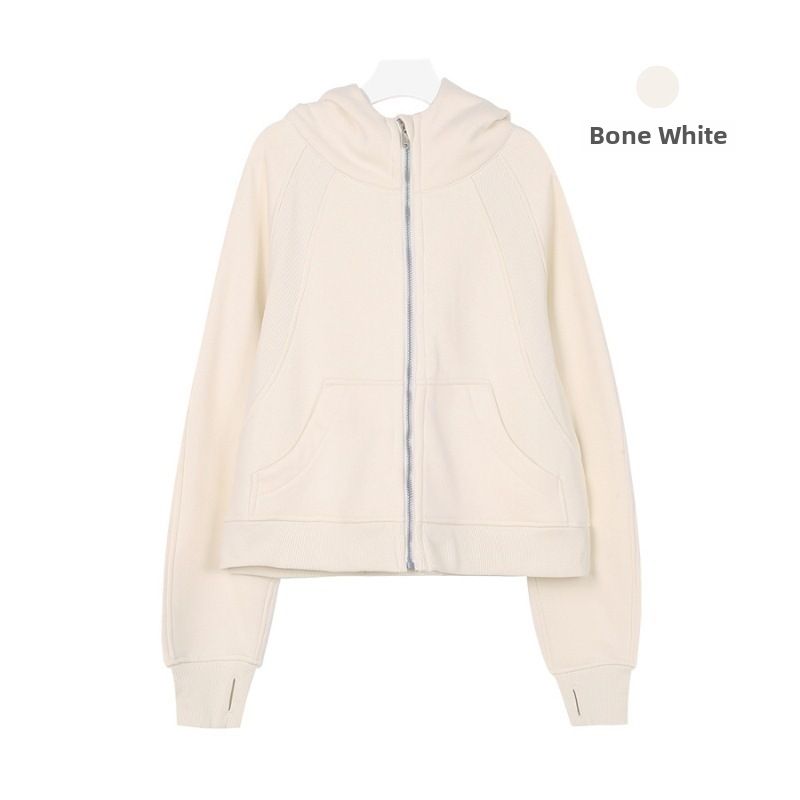 Embroidered Scuba Full Zip Up Hooded Sweatshirt Women's Loose Fit Long Sleeve Casual Sports Fleece Jacket_ecoleips.com