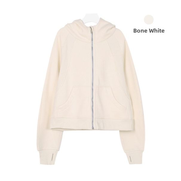 Embroidered Scuba Full Zip Up Hooded Sweatshirt Women's Loose Fit Long Sleeve Casual Sports Fleece Jacket_ecoleips.com