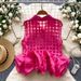 European Fashion Tops For Women Summer Design Heavy Three Dimensional Flower Bud Stitching Thin Checkered Sleeveless Chic Shirt_ecoleips.com